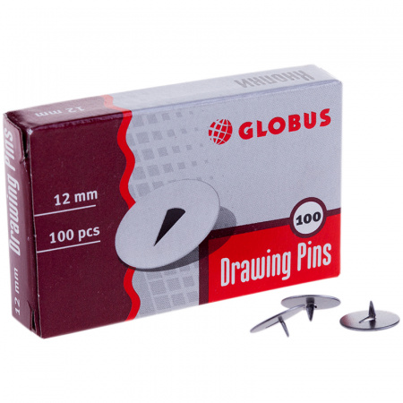 Кнопки канцелярские 12 мм "Globus" 100 шт , в упаковке, К12-100