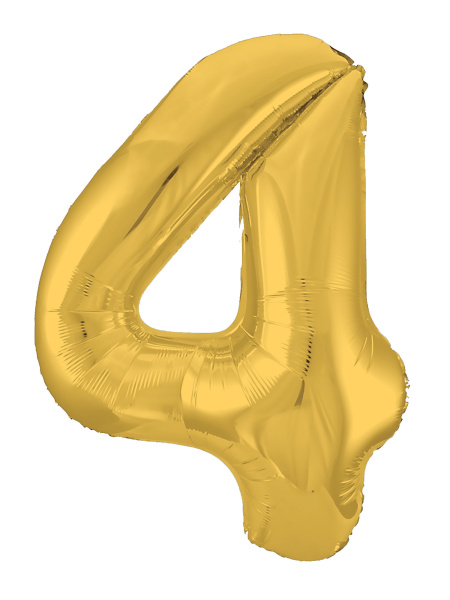 Шар фольга Agura Slim, цифра 4 'Золото', 40', индивид. уп., европодвес, 754634