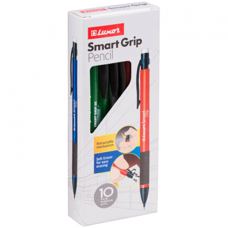 Механический карандаш Luxor "Smart Grip" 0,5 мм, с ластиком, грип, 1621-24/Box 10