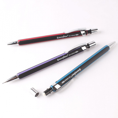 Механический карандаш "Darvish" 0,5мм корпус трехгранный черный,цветн. вставки, ластик  DV-4340