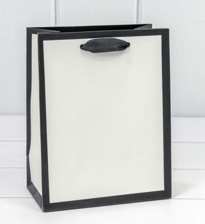 Пакет подарочный "Рамка широкая", белый/черный, 18х23х10, ОМ000203Е