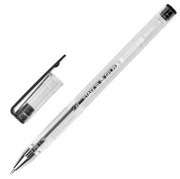 Ручка гелевая STAFF "Basic" GP-789, ЧЕРНАЯ, корпус прозрачный, 142789
