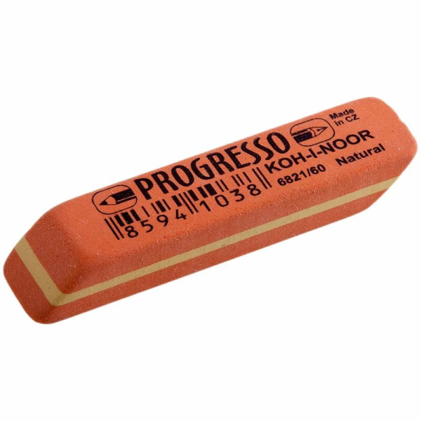Ластик Koh-I-Noor 'Progresso' 60, комбинированный, 57х14х8 мм., каучук, 6821040004KDRU