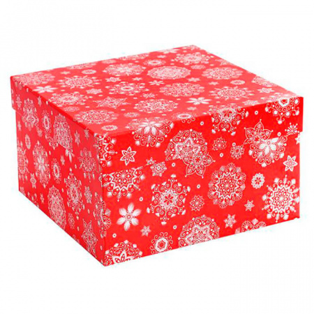Изображение Коробка подарочная Miland "Снежинки на красном", 10х10х7 см., квадратная (Серия 5в1), картон, 1369 от интернет-магазина КИТ