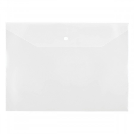 Папка-конверт на кнопке СТАММ , А4 , 150 мкм , пластик , прозрачная , бесцветная, ММ-32272